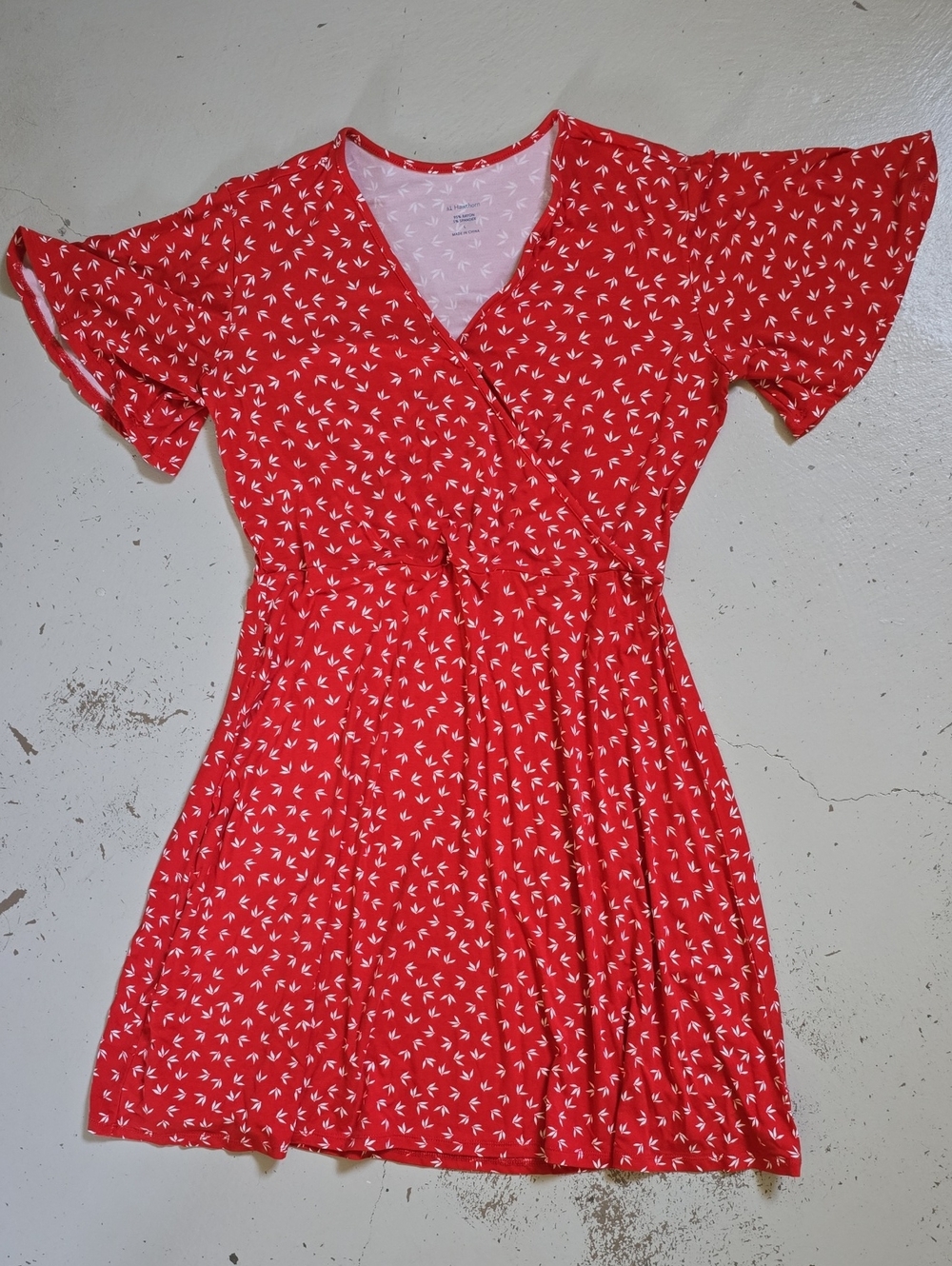 41 Hawthorn Red Floral Women's Faux Wrap Dress Size Large